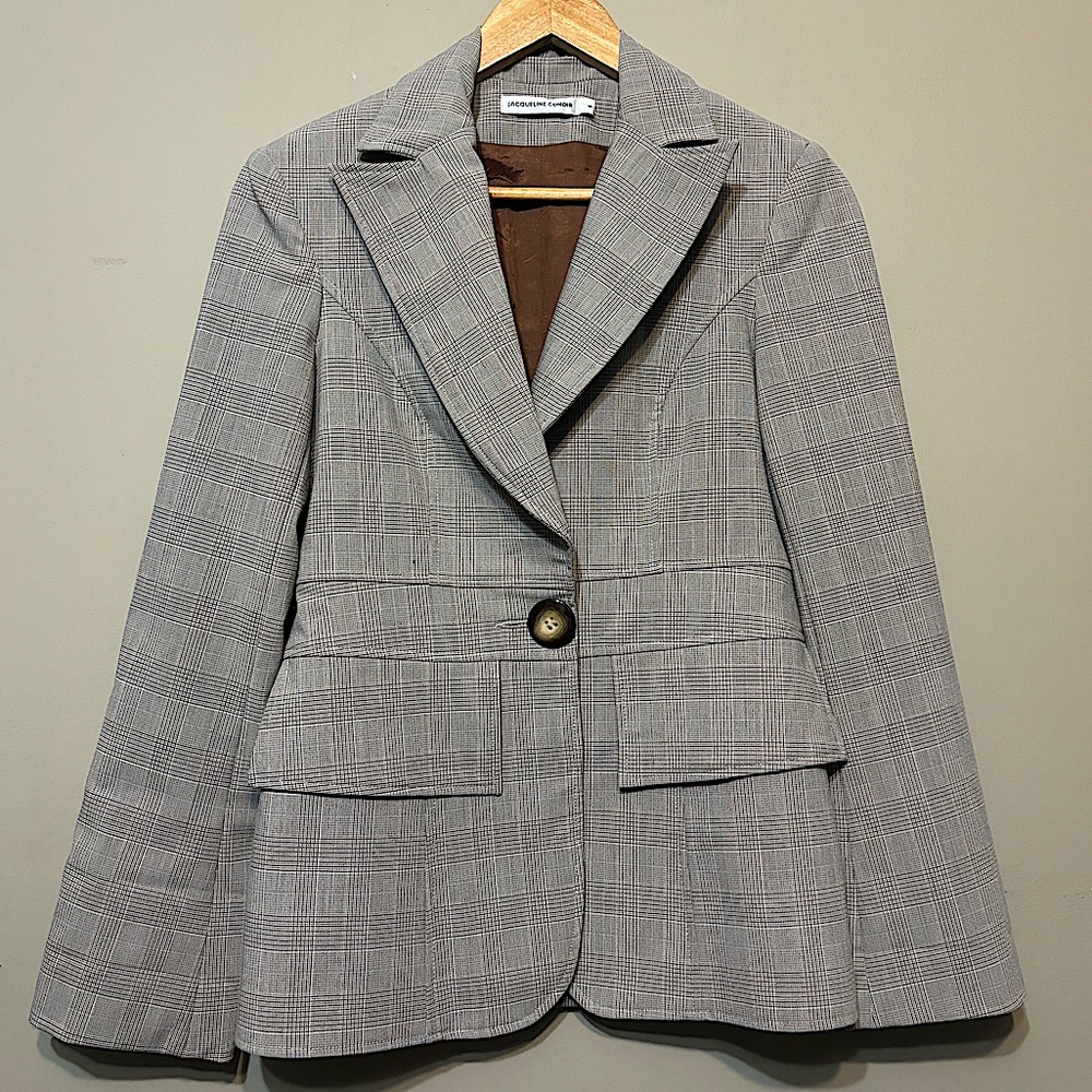JACQUELINE CONOIR Designer Classic Tailored Checked Blazer
